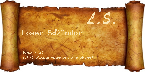 Loser Sándor névjegykártya